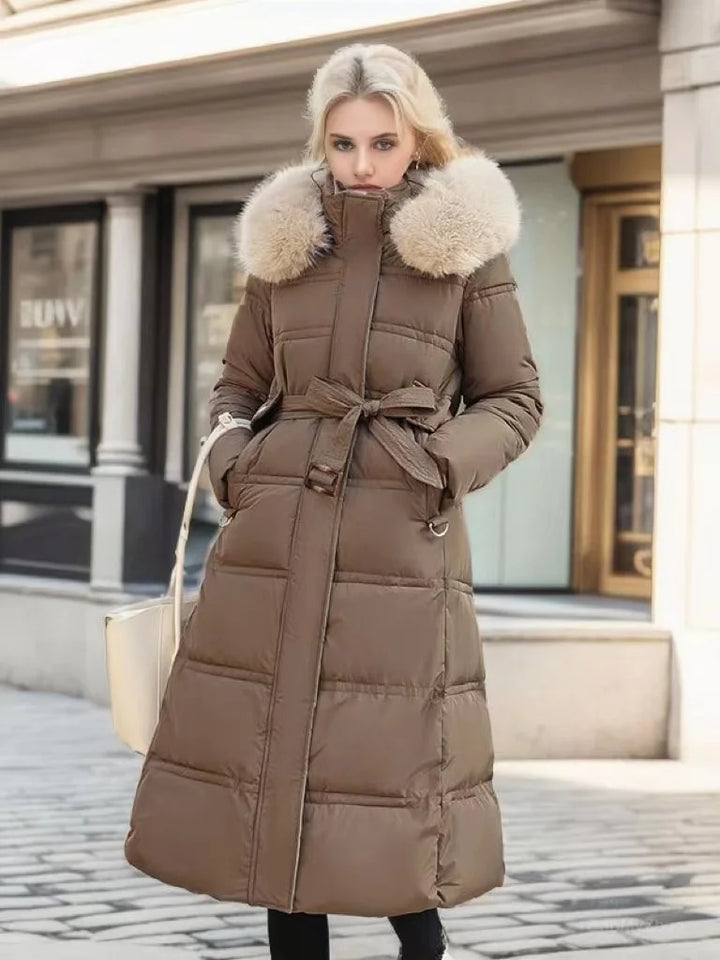 Women's luxurious long casual parka coat