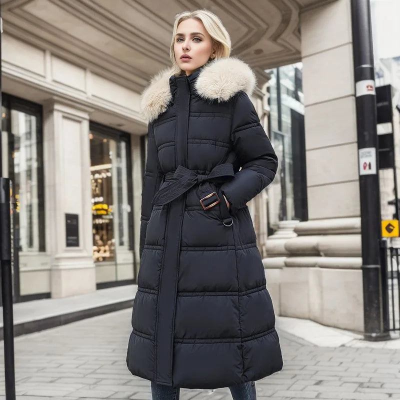 Women's luxurious long casual parka coat