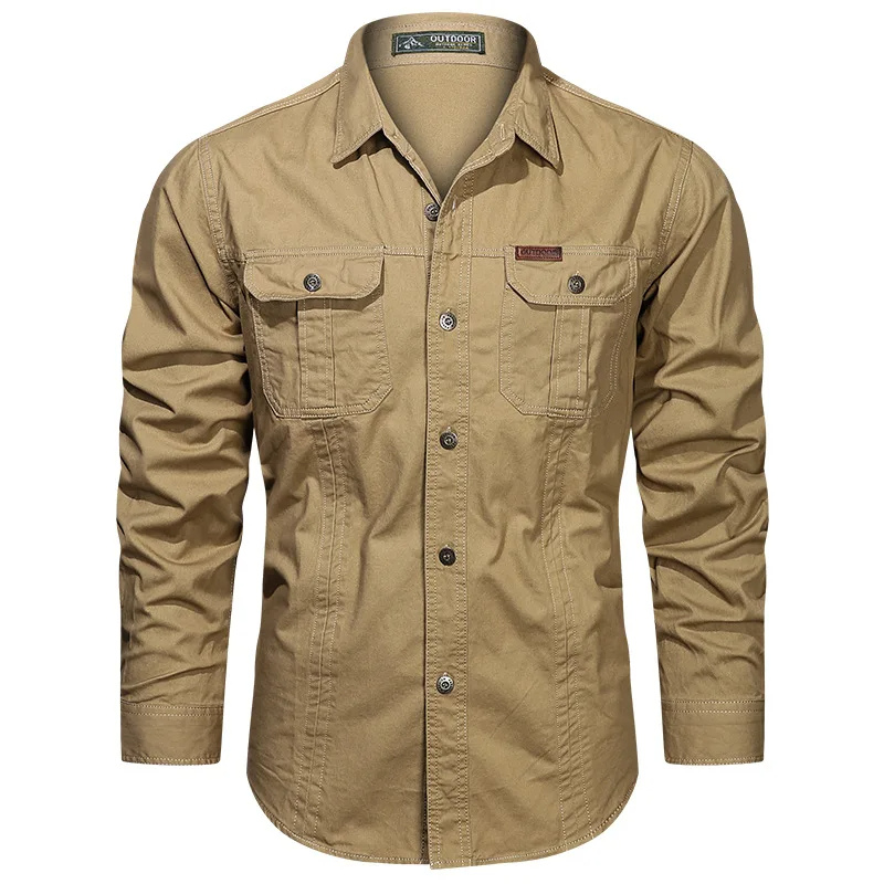 Men's utility shirt with chest pockets long sleeves and button closure