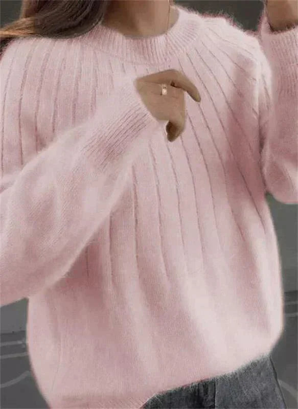 Women's fluffy cashmere like knitted jumper