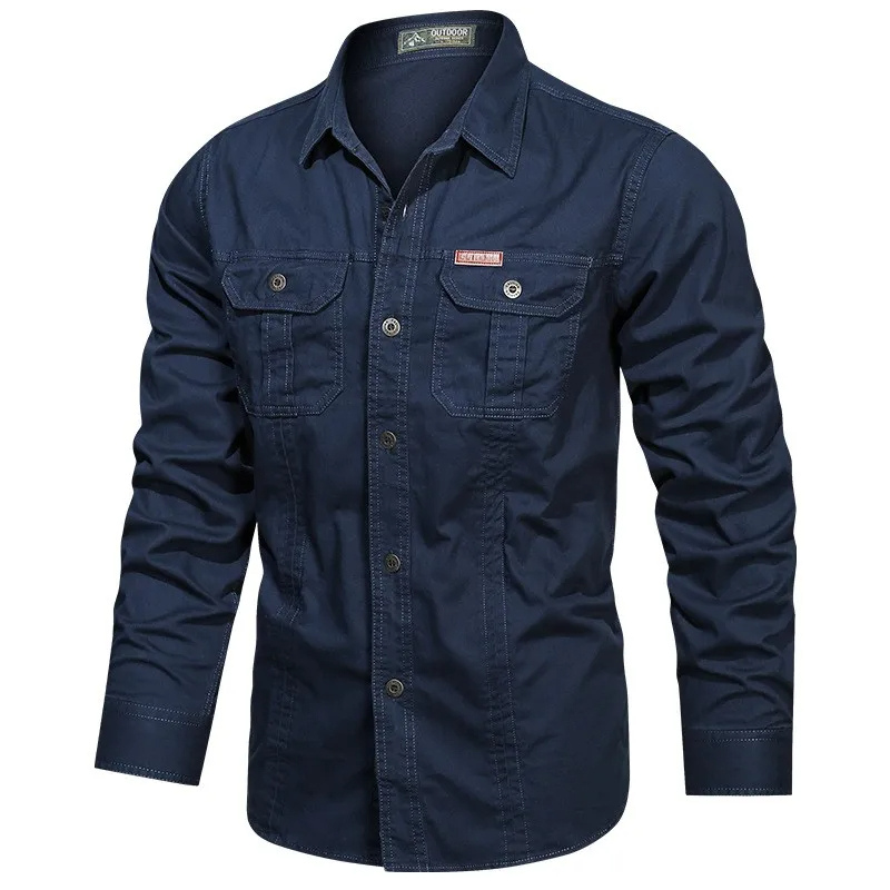 Men's utility shirt with chest pockets long sleeves and button closure