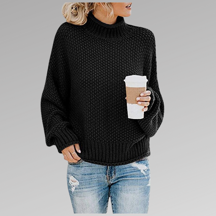 Women's high neck knit long sleeve sweater