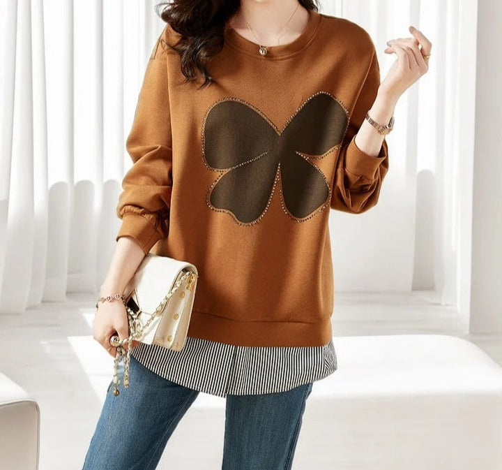 Women's cute round neck solid sweater