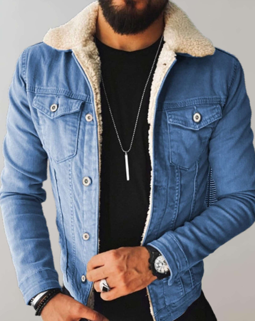 Classic men’s casual outdoor jacket with collar