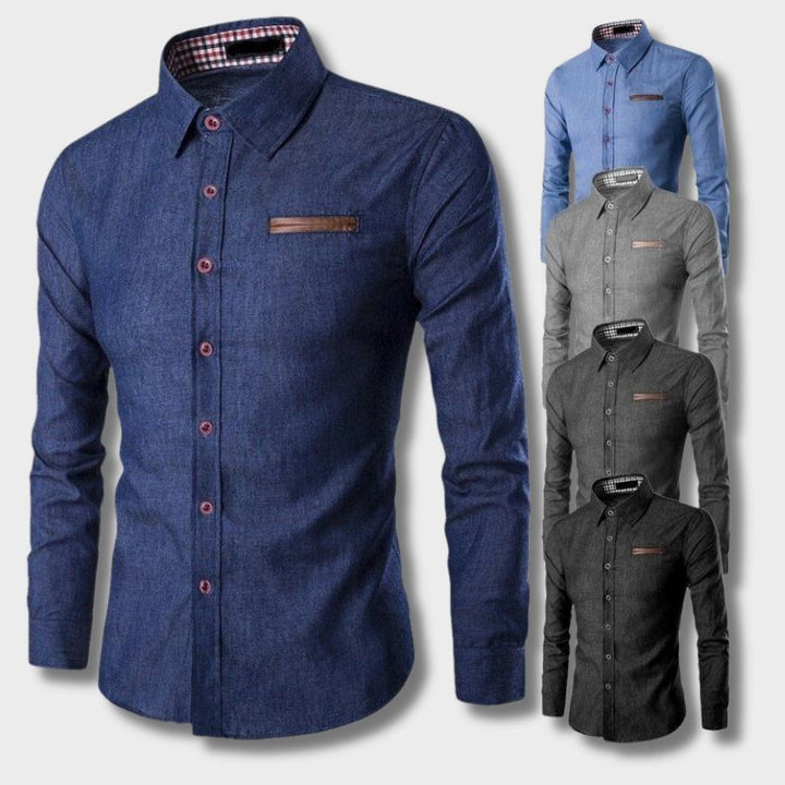 Denim Blouse | Slim Fit Lightweight Cotton Shirt with Sustainable Fabric