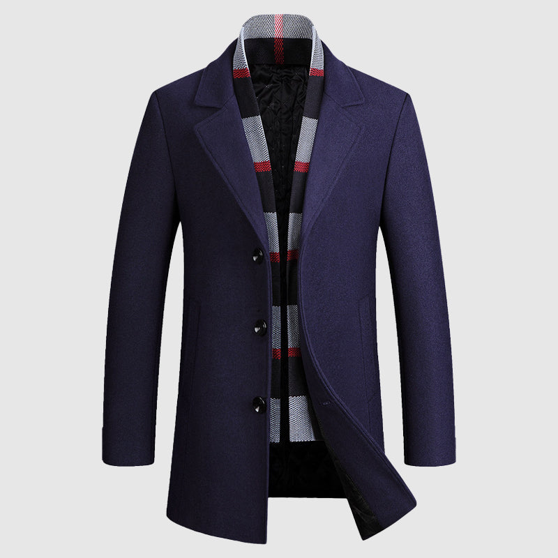 Men's wool coat with shawl collar