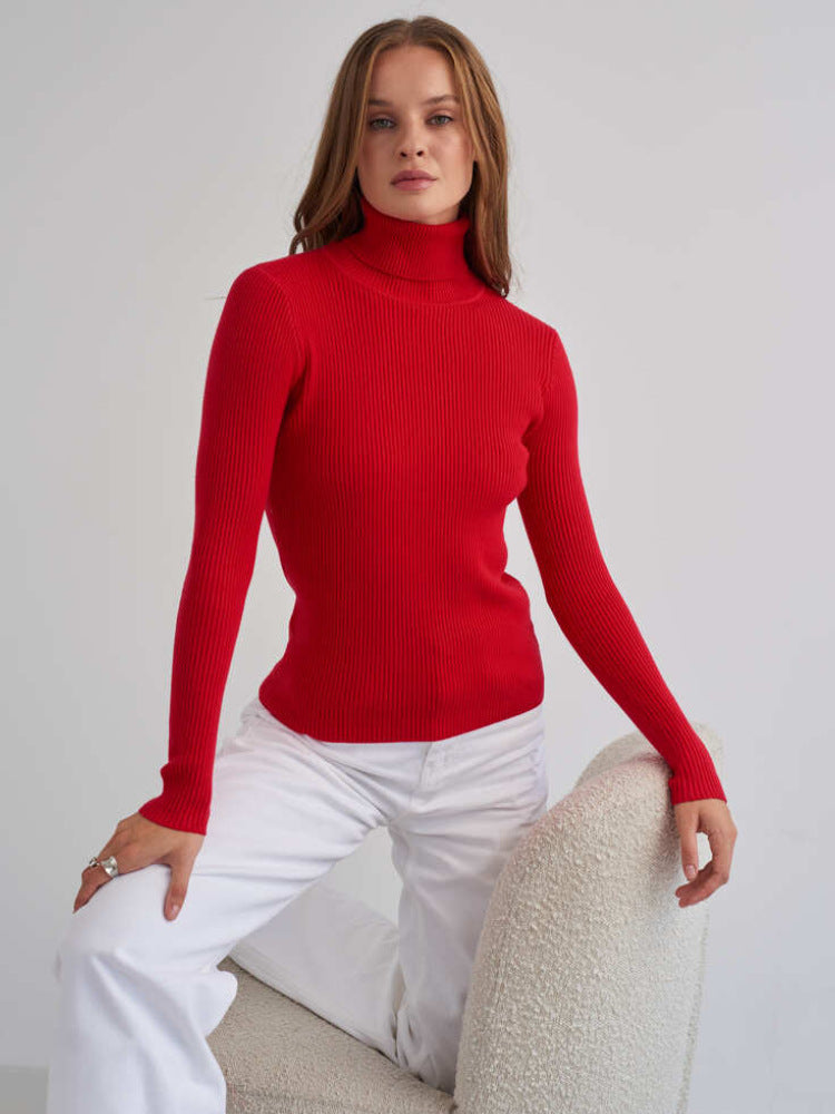 Women's ribbed knitted turtleneck