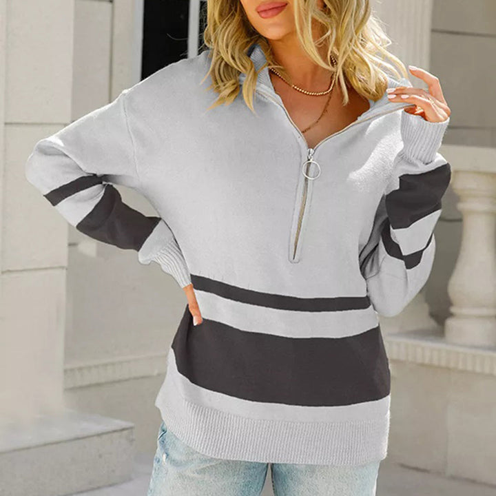 Striped pullover sweater for women