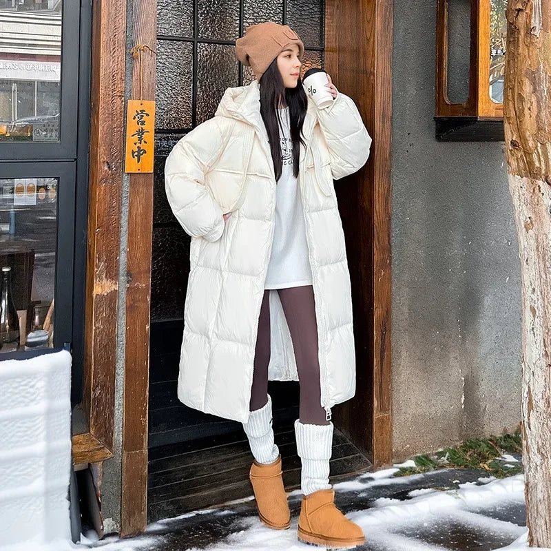 Women's long hooded parka jacket