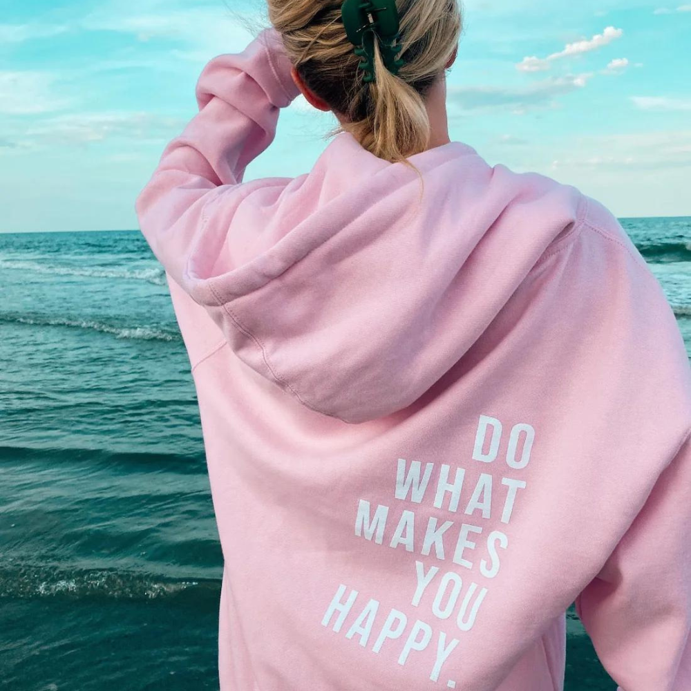 Women's hooded sweater with text print