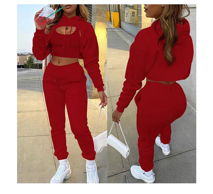 Stylish 3-piece women's jogging pants & sweater set