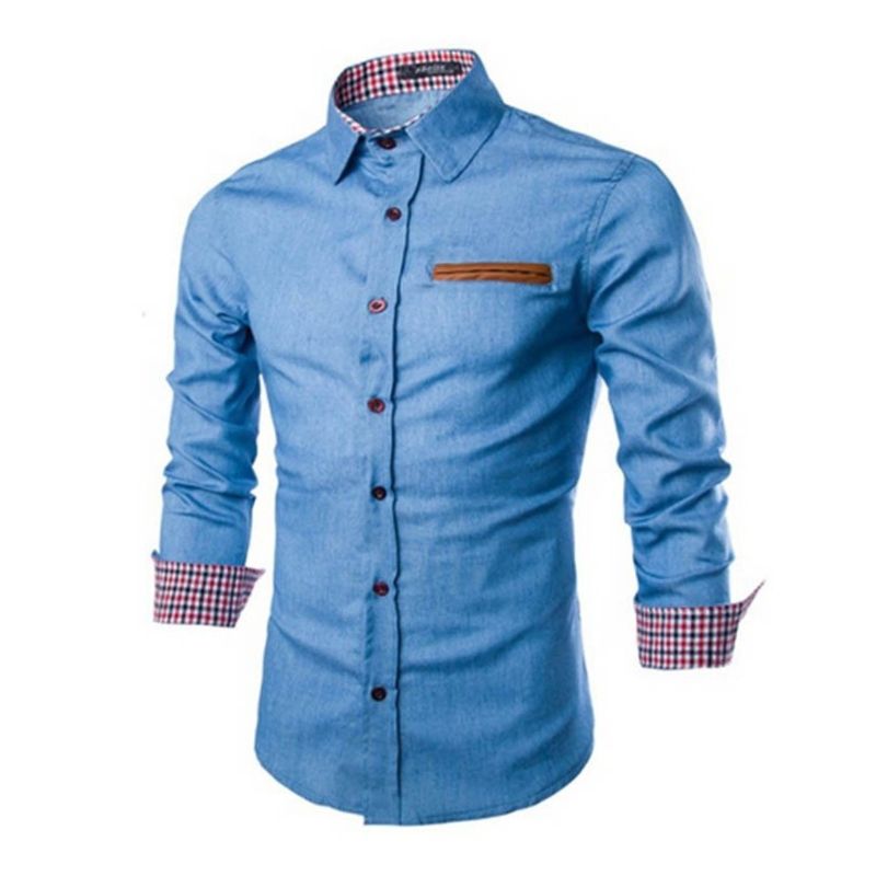 Denim Blouse | Slim Fit Lightweight Cotton Shirt with Sustainable Fabric