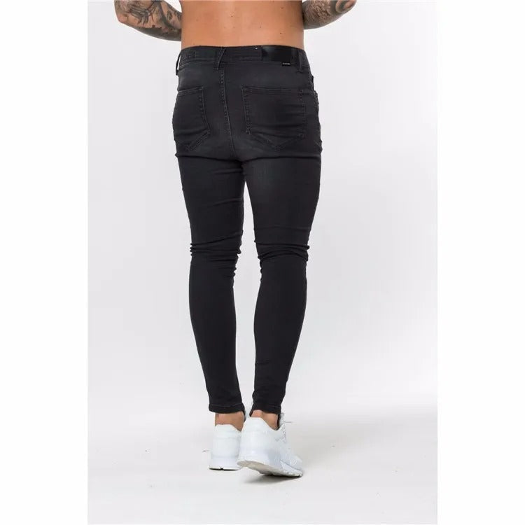 Men's biker skinny jeans with Zippers and lowered crotch